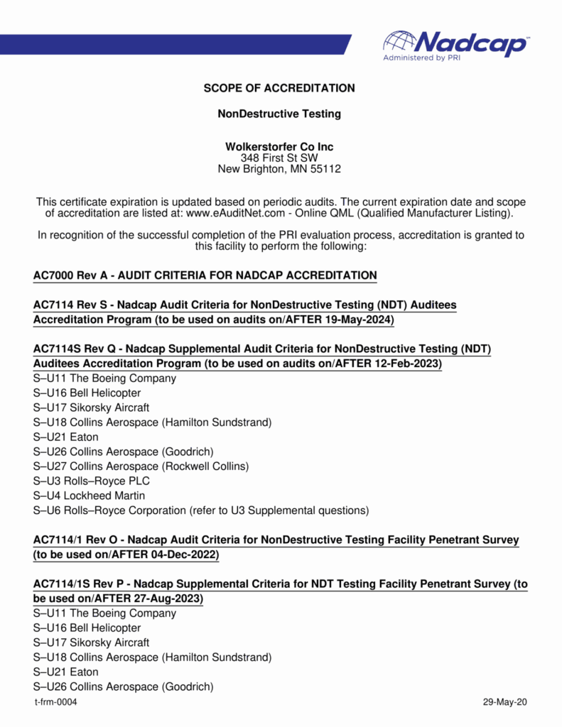 AC7114 (New Aug 2024) Scope Of Accreditation Nadcap (Aerospace) NonDestructive Testing audit # 223693-1
