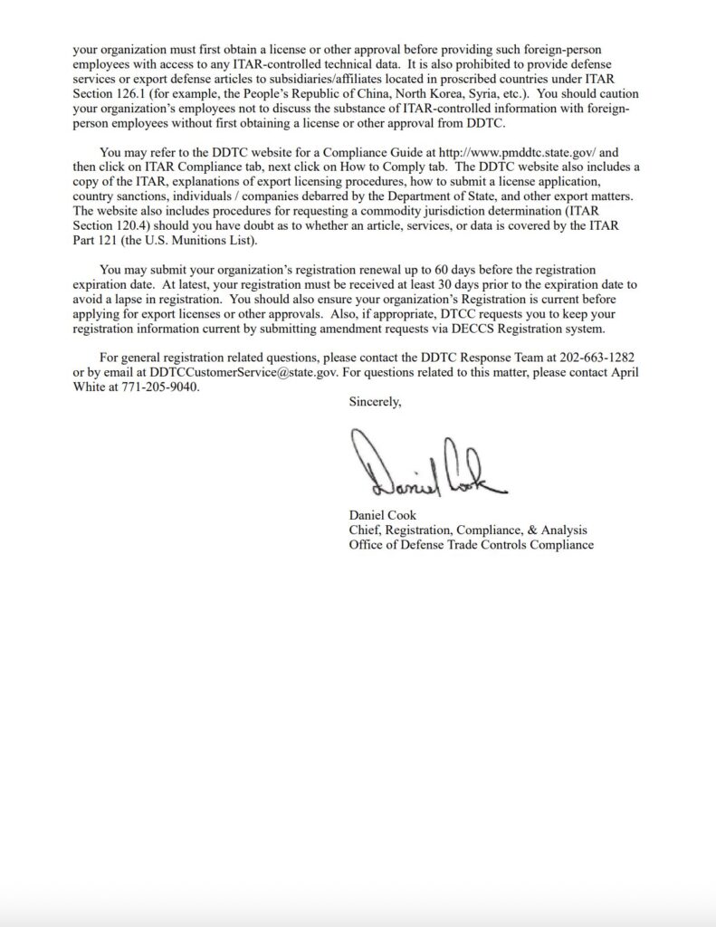 Wolkerstorfer 26-27 ITAR registration letter - B
